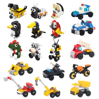 Mini Blocos De Construção Montados Quebra-Cabeça Escavadeira De Brinquedo Para Crianças De Corrida