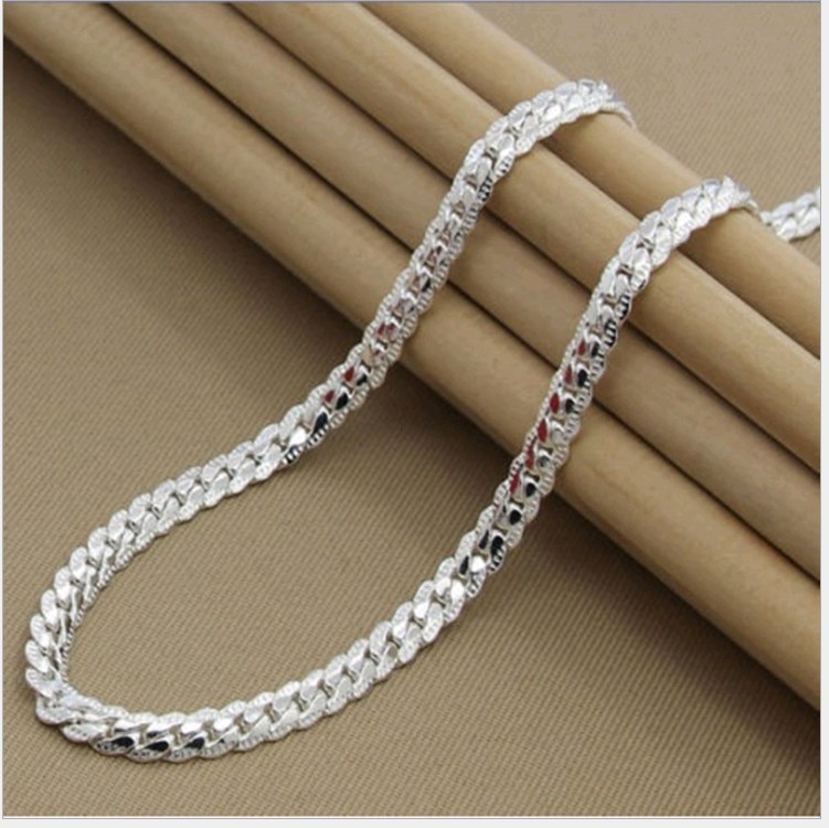 Comércio Exterior Europa América América Venda a Quente 5MM Colar Lateral Completo Personalidade Transfronteiriça Colar Simples de Prata 67cm Corrente