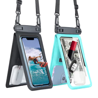 Bolsa à prova d'água para telefone celular de dupla capacidade Bolsa à prova d' água para telefone celular de grande capacidade Bolsa à prova d'água para mergulho Duas travas Uma bolsa à prova d'água inclui duas separações