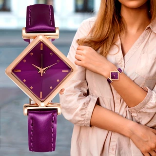 Elegante Relógio De Quartzo Em Forma De Quadrado Para Mulheres-Pulseira De Couro PU , Display Analógico Retro , Movimento Eletrônico Preciso , Estojo De Liga