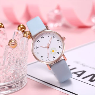 Relógio de Quartzo Moda Simples Daisy Retro Daisy Daisy Retro Belt Girl Student Watch Preppy Fengsen Série Quartzo