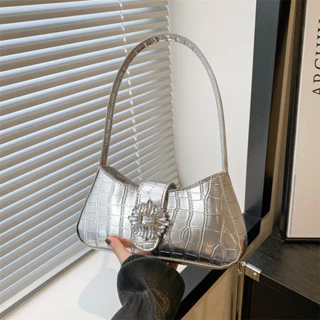 Moda Sólida Cor Alta Textura de Alta Textura Simples de um ombro Bolsa Pequena Quadrada Portátil