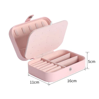 1pc, Caixa Portátil de Jóias de Dupla Camada, Cor: Branco, Preto, Rosa, Azul, Vermelho, Pode ser usado para: Jóias, Brincos, Brincos, Colares, Pulseiras, Armazenamento de Anel, Grande Capacidade, Mais Instalação, Conveniente para Todos Tipos de armazenam