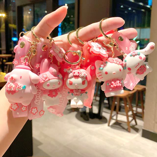 Porta-chaves Pink Sakura Sanrio Doll Canela Cachorro Canela Pingente Porta-chaves Cute Cartoon Pingente Carro
