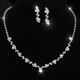 Corrente de garra de Metal strass colar de casamento colar de noiva brincos jóias banquete colar conjunto de jóias