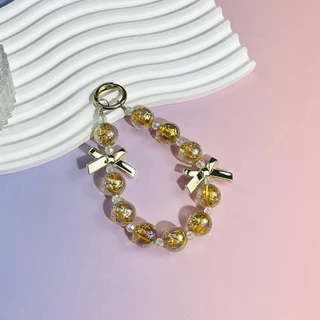 Ins moda Universal telefone móvel Tether destacável grânulo pulseira Macaron cor cinta caso do telefone móvel