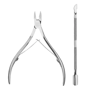 2 Peças Cortador De Unhas De Aço Inoxidável Prateado Conjunto Empurrador De Cutícula Para manicure