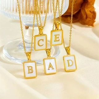 Aço inoxidável genuíno, sem descascar, sem escuridão, colar duplo. Colar de letras namorado namorada casal colar joias c