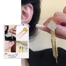 Brincos de borla longa femininos brincos quadrados versão coreana moda exagerada brincos exclusivos