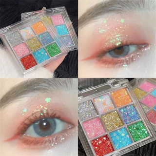 9 Cores Maquiagem de Sombra de Lantejoulas Maquiagem de Palco Brilhante Show Eye Makeup