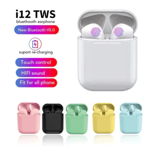 Macaron Color i12 Bluetooth TWS Fones De Ouvido Sem Fio Com Controle De Toque Do Microfone Embutido Fone Esportivo Para Todos Os Computadores De Mesa Telefone