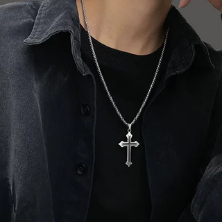 DREJEW Colar de Aço Titânio Preto Estilo Hip-Hop Punk para Homens com Corrente Pingando e Nichos de Clavícula