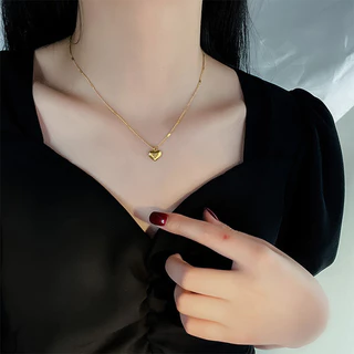 Colar De Coração De Pêssego Feminino Elegante Corrente De Clavícula Dourada Joia Minimalista Presente