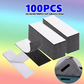 20/30/60/100pcs Tiras Autoadesivas De Gancho E Laço , Fixador De Fita Adesiva Traseira Pegajosa , De Montagem Pesada Para Uso Doméstico Ou De Escritório-Em Vez De Furos Parafusos