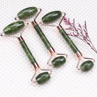 Pronto Para Embarcar Skincare Massageador facial De Rolo De jade Verde Opala Preto Massagem E Pescoço