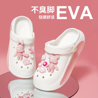 Sapatos de Buraco Femininos de Verão Sandálias Baotou Soft-Soled Slippers Femininos Anti-Derrapantes de Moda Anti-Derrapante Sapatos de Buraco Feminino de Buraco Espesso Super Suave Areia Confortável