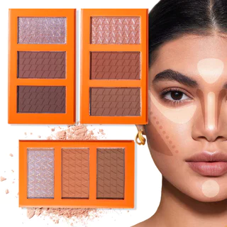 Destaques Em 3 Cores E Paleta De Contorno Com Espelho Embutido , Destaque , Sombra Natural , Seleção De Sombras Expansíveis 3 1 Para Maquiagem