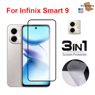 Protetor De Tela De Vidro Temperado 3 Em 1 Para Infinix Smart 9 Pro Hot 50i X6531 , X6531B Filme De Cobertura Total + Le