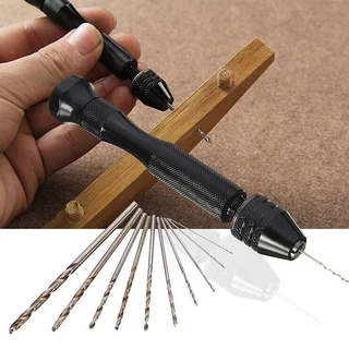 Um Conjunto De Mini Ferramentas De Broca Manual, Corpo De Liga De Alumínio Com 10 Bits De Torção HSS Para Marcenaria E