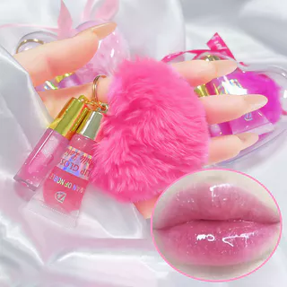 Amor coração bola de cabelo brilho de água conjunto de brilho labial hidratante de longa duração renderização de cor não