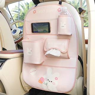 Organizador De Banco Traseiro De Carro Com Suporte De Mesa Touch Screen 5 Bolsos De Armazenamento Estilo Desenho Animado Protetor De Tapete De Chute Destacável Para Crianças