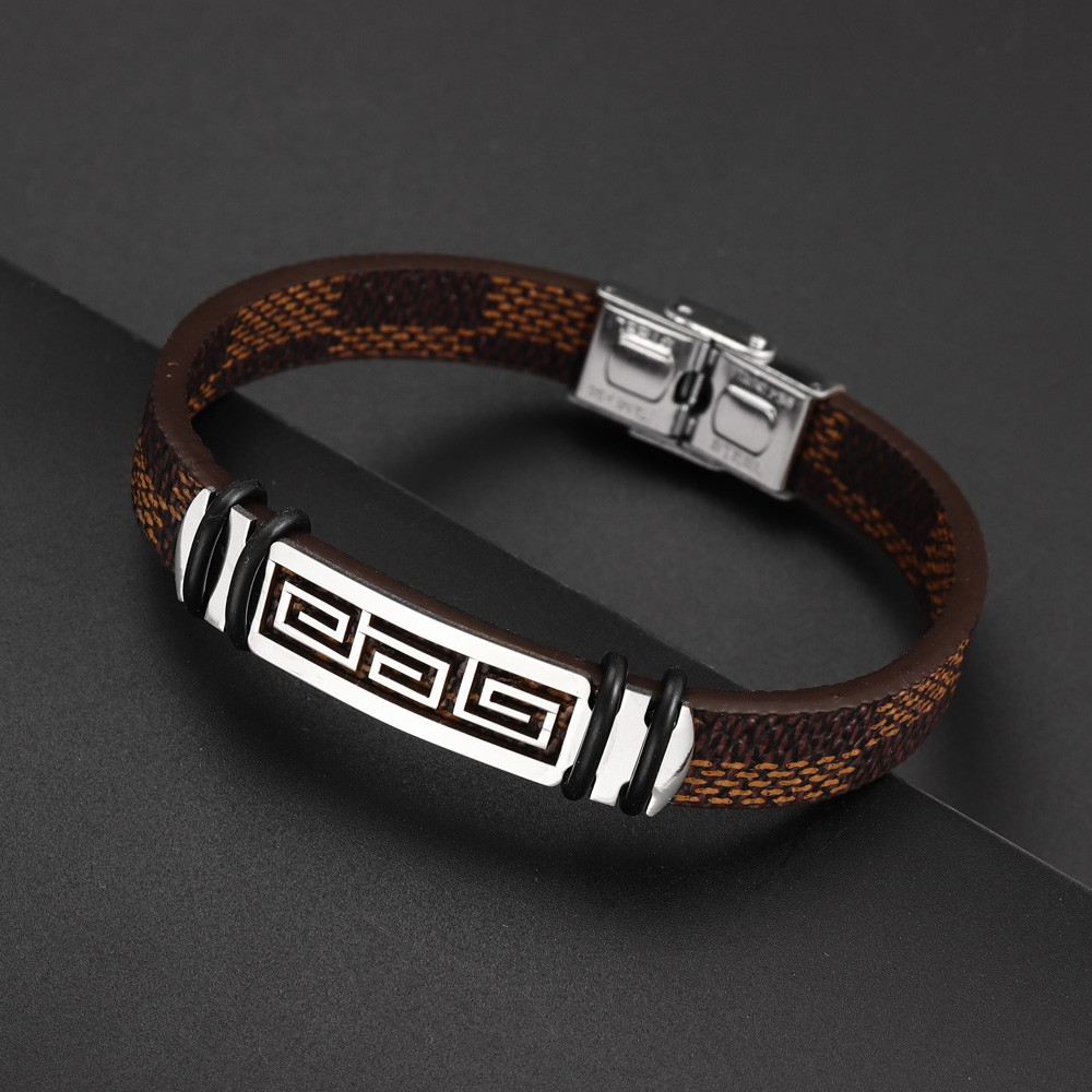 Moda Masculina De Aço Inoxidável Dez Mil Personagens Hui Personagem Texto Couro De Silicone Pulseira Ajustável Acessórios De Jóias