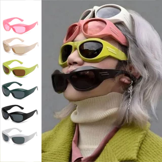 Óculos De Sol Cyberpunk Y2K Futuristas Millennium Futuristic Para Mulheres E Homens UV400 Ciclismo De Rua Com Estrutura Espessa