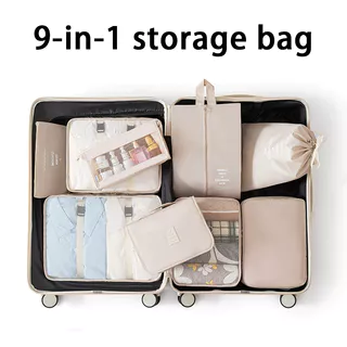 Saco De Armazenamento De Viagem 9 Em 1 , Classificação De Roupas Classificado Com Compartimento De Bagagem Portátil .
