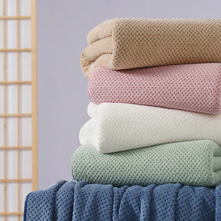Toalha de banho grande absorvente macia, grade de abacaxi, espessada, sem fiapos, estilo adulto doméstico, Extra grande
