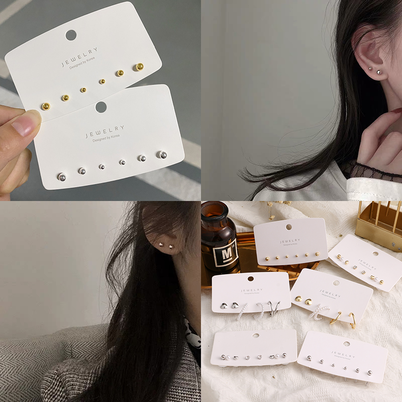 Imagem do produto Brincos De Amor Simples Estilo Coreano Ins Multipeças Bola Feminina na loja Shopee