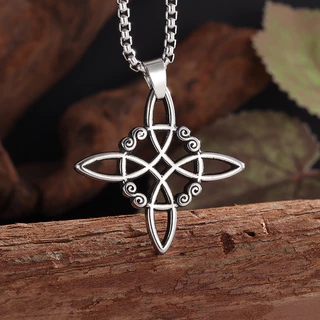 Retro Nó de Bruxa Nó de Bruxa Colar Pingente Cruz Irlandês Colar Homens Moda Casual Nó Celta Lucky Amulet Jóias Presente