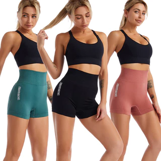Conjunto de 3 peças de shorts de cintura alta para controle de barriga, levantamento de bunda, calças finas e justas para mulheres