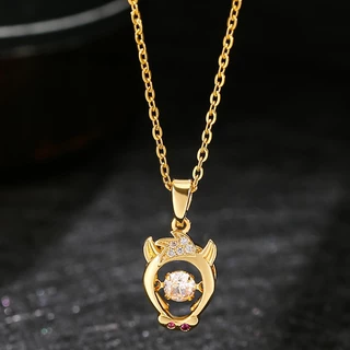 [cOd] Colar de ouro do zodíaco 12 cavalo, colar Benming Year, pingente de colar, colar de aço inoxidável 18k, melhora a
