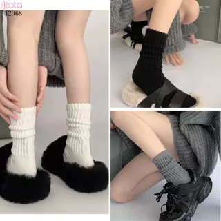 Meias De Malha De Primavera E Verão Para Meninas Com design Simples Elegante Cano Médio De Cor Sólida Oferecendo Um Alto