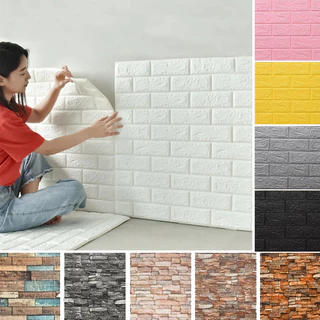 10 Peças Adesivo De Azulejo De Parede 3D Padrão De Tijolo Espuma Autoadesivo À Prova D