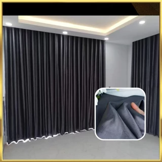 Cortinas De Janela Cinza Escuro Cortina Blackout (Gancho/Anel/TIEBACK Gratuito) Pronta Protetor Solar UV Langsir