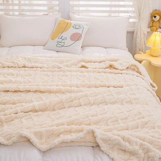 Manta De Flanela Dansunreve Fofa Lisa Bege/Amarelo Para Sofá Cama Toalha De Viagem Individual Queen King Size