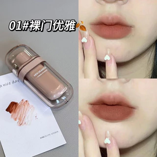 Herorange Cold Brown Milk Mud Matte Lip Gloss Batom de longa duração e não desbotado Pacote de combinação de quatro core