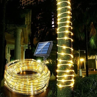 Luzes de corda solares de 1 peça, à prova d'água, 5 /10m, Luzes de tubo Solar LED para decoração de jardins, Luzes de corda de rua, usadas para cortinas de jardim Decoração de casamentos ao ar livre
