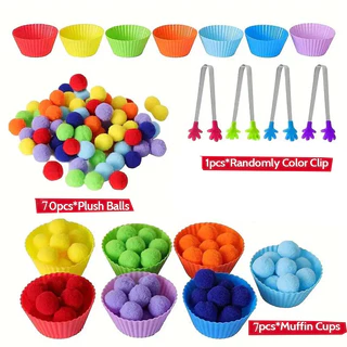 78pcs Crianças Crianças Montessori Ensinando Ajudas de Ensino Baby Color Matching Early Education Brinquedos Educativos de Bola de Pele Brinquedos de Festa Infantil