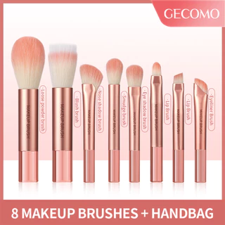 Pincéis De Maquiagem , GECOMO 8pcs Conjunto De Escovas Profissional Sintéticas Kabuki Premium Foundation Contour Concealers Blush Eye Shadow Brush Kit Com Estojo