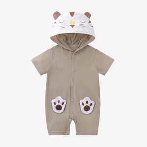 Macacão de meia manga para bebês, roupas de verão para recém-nascidos, vestido de algodão puro para recém-nascidos