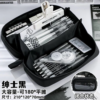 Estojo de lápis de grande capacidade Novo estilo Estojo vulcânico Transparente Flip Caixa de papelaria Bolsa de papelari
