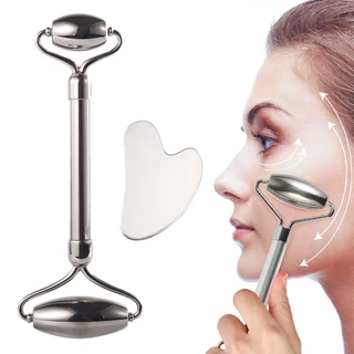 Placa De Raspagem De Aço Inoxidável 304 , Rolo Facial , Conjunto De Massageador De Metal