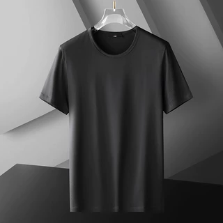 Camiseta Camiseta masculina de manga curta Ice Silk Camiseta masculina de manga curta Summer Round Neck Bottoming Casual All-Match