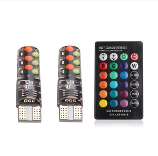 T10 RGB LED carro cúpula luz de leitura luz cunha do carro indicando lâmpada ampla com controle remoto w5w 194 168 5050