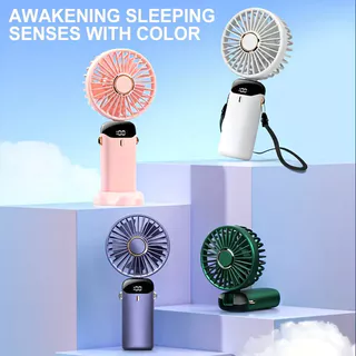 Ventilador Portátil De Carregamento USB Tela LED Pequeno Dobrável De 5 Velocidades ​ Ajuste De