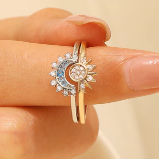 Celestial Body Blue Sol Simples Anel de Casal Venda a Quente Europe America