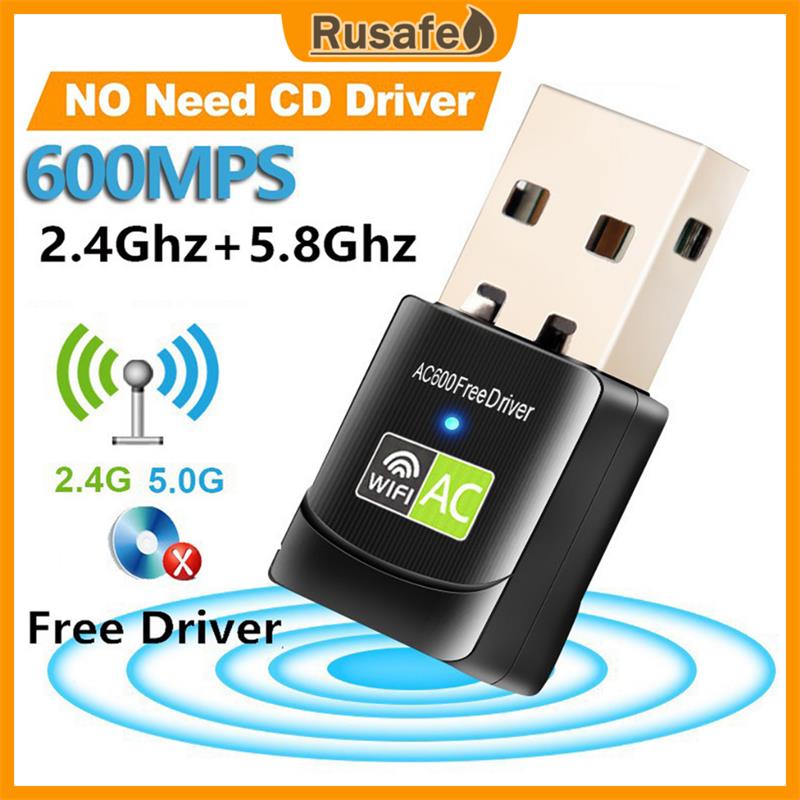 Clé WiFi Internet USB Pour PC, Double Bande 2.4/5GHz 600Mbps Adaptateur Réseau Sans Fil, Plug And Play Clé WiFi Pour PC Fixe, 3.0 USB WiFi Pour PC (5g