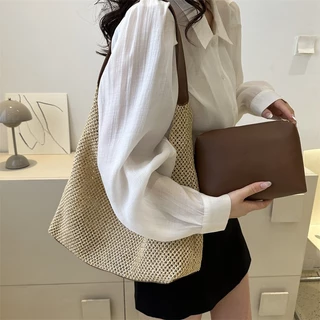 Mar Bolsa Feminina Popular Marinha Tecido a Mão Bolsa Moda da Moda de Um Ombro Pequena Bolsa Beira-mar Viagem Praia Bolsa de Palha